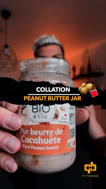 ⚠️ Arrête de jeter tes pots vides de beurre de cacahuète ils vont te permettre de faire cette recette d’OVERNIGHT OATS ⚠️  ⚠️ TOTAL KCAL  ⚠️  → 545kcal / 44g prot / 45g glucides / 15g lipides