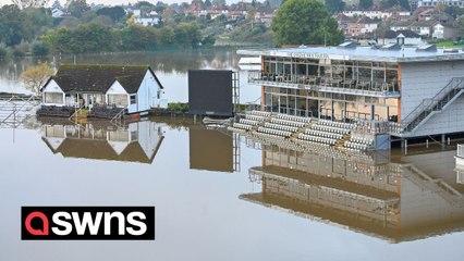 Extensive flooding on the River Severn in Worcestershire