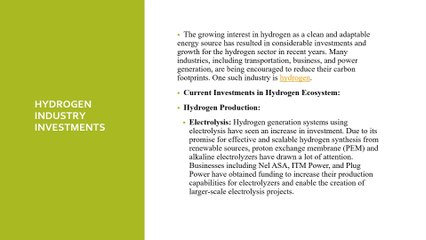 Hydrogen Industry Investments