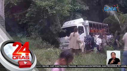 Truck na may sakay na mga kabataang monghe, dumausdos papunta sa bangin; 2 sugatan | 24 Oras
