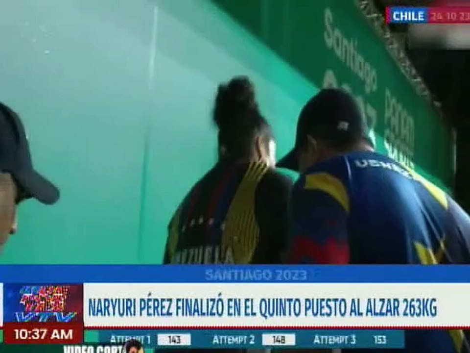 La pesista olímpica Naryuri Pérez se ubicó en el 5to puesto al alzar 263 Kg en los Juegos Panamericanos 2023