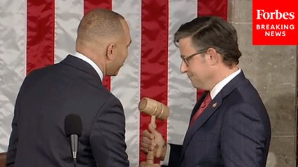 Hakeem Jeffries Presents Mike Johnson With Speaker's Gavel