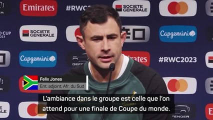 Afrique du Sud - Jones : "L'ambiance dans le groupe est celle que l'on attend pour une finale"