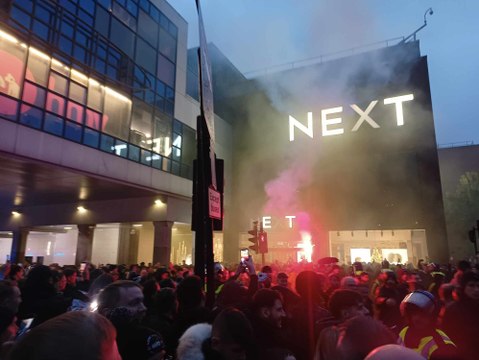 Borussia Dortmund fans march through Newcastle ahead of their club's Champions League fixture against St James Park