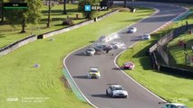 TCR UK 2023 Brands Hatch Race 2 Start Big Crash