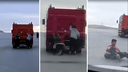 Patenli gençlerin tehlikeli yolculuğu kameralara yansıdı
