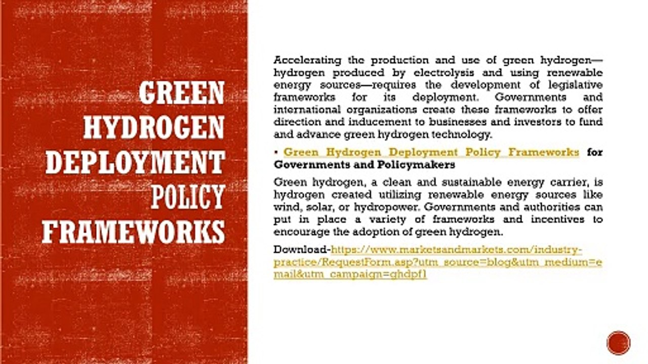Green Hydrogen Deployment Policy Frameworks