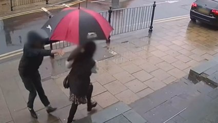 CCTV captures moment hooded man threw concrete slab at woman wearing hijab on Yorkshire street