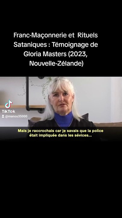 Franc-Maçonnerie et Abus Rituels Sataniques : Témoignage de Gloria Masters (2023, Nouvelle-Zélande)
