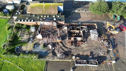 Demolition of restaurant destroyed by fire begins