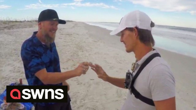Man finds diamond 'wedding' ring buried in sand before owner drives 1,600 miles to thank him
