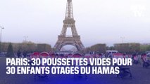 Paris: 30 poussettes vides sur le Champ-de-Mars pour symboliser 30 enfants israéliens otages du Hamas