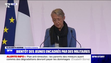 Plan anti-émeutes: Élisabeth Borne annonce la possibilité d'un "encadrement de jeunes délinquants par des militaires" pour "transmettre des valeurs de discipline et de dépassement de soi"