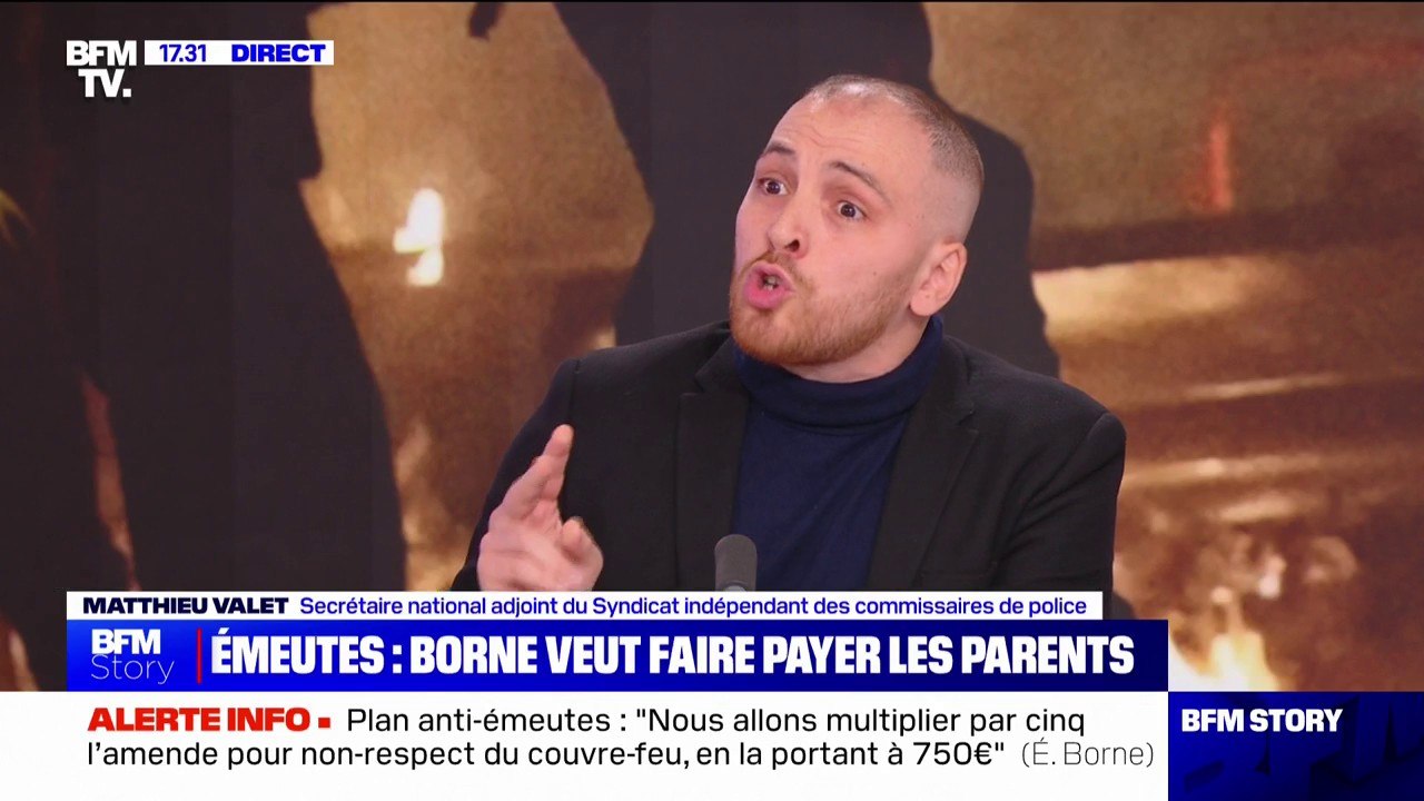 Responsabilité financière des parents d'émeutiers mineurs: "Quand on fait des enfants, on les assume", estime Matthieu Valet (secrétaire national adjoint du SICP)