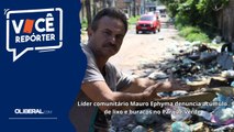 Líder comunitário Mauro Ephima denuncia acúmulo de lixo e buracos no Parque Verde