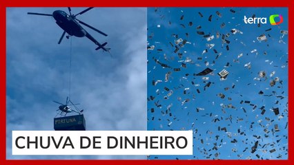 Bilionário usa helicóptero para jogar 1 milhão de dólares em pessoas