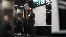 Bucks coach gives celebratory basketball to Giannis - watch what he does after