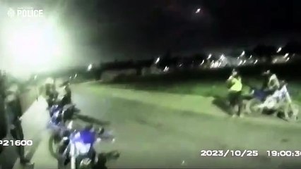 Doncaster police under attack by yobs throwing fireworks in the street