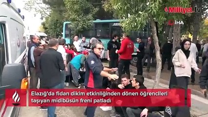 Elazığ'da öğrencileri taşıyan midibüsün freni patladı: 1’i ağır, 27 yaralı