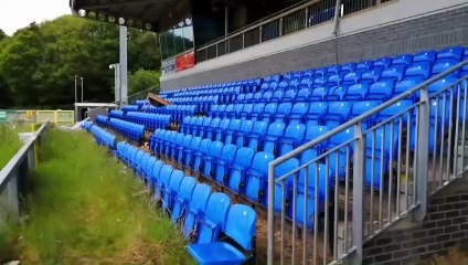 Fire at Institute FC's Riverside stadium, and the interior of the wrecked ground