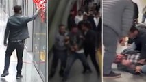 Metroda Türk bayraklarına saldırı anı görüntüleri ortaya çıktı