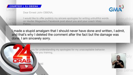 Nag-akusa kay EJ Obiena na nag-dope umano siya, nag-sorry | 24 Oras