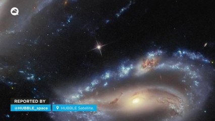 The Hubble satellite captures the effects of gravity between three galaxies.