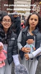 Kids join protest outside Foreign Office calling for Gaza ceasefire