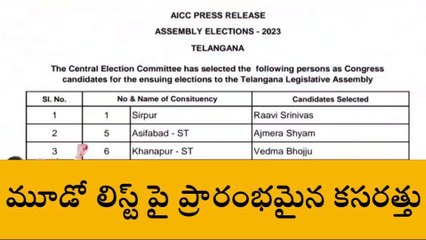 కాంగ్రెస్ సెకండ్ లిస్ట్ రిలీజ్.. 45 మందితో రెండవ జాబితా..!