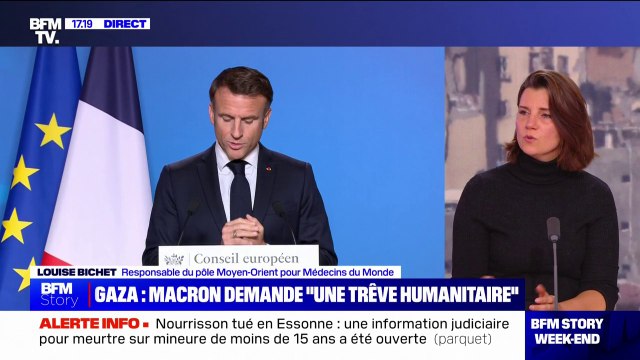 Appel d'Emmanuel Macron à une trêve humanitaire à Gaza: Ce qu'on demande, c'est un véritable cessez-le-feu , affirme Louise Bichet (responsable du pôle Moyen-Orient pour Médecins du Monde)