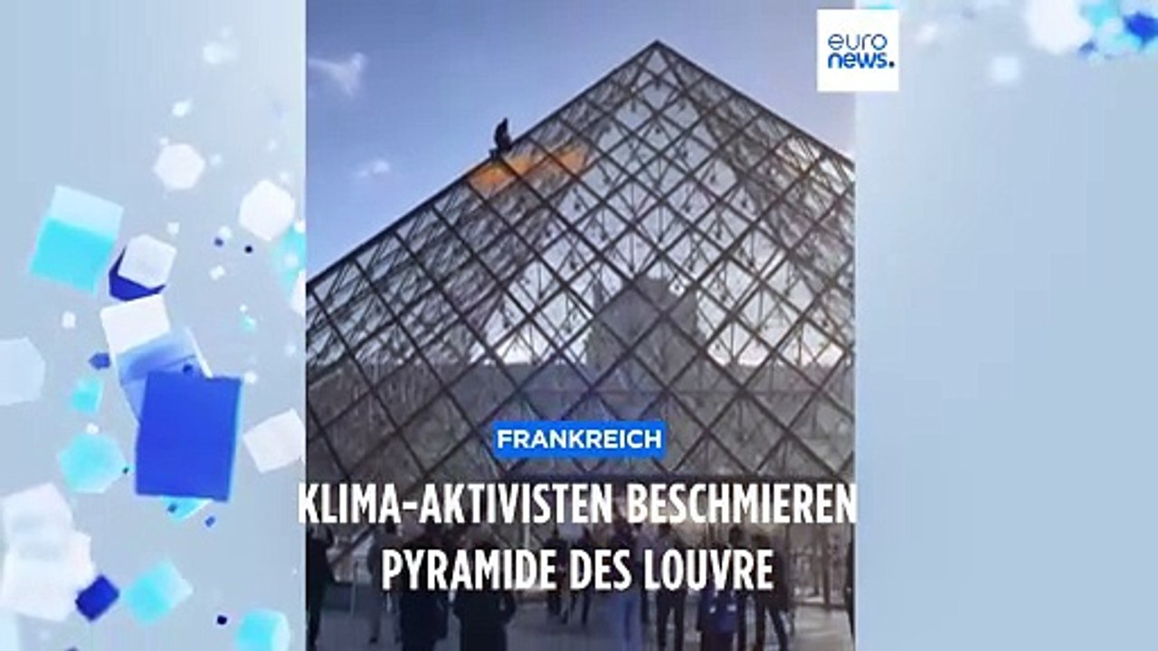 Touristen verwirrt: Klimaaktivisten beschmieren Louvre-Pyramide oranger Farbe