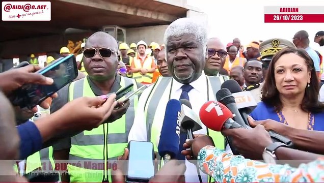 infrastructure routiere:Côte d'Ivoire - Trajet de la visite de prospection des voies d'accès du stade Ebimpé et l'autoroute Y4 en présence du nouveau Premier Ministre Robert Beugré Mambé.