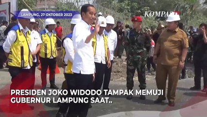 Ekspresi Senyum Gubernur Arinal Dipuji Jokowi Saat Tinjau Perbaikan Jalan di Lampung