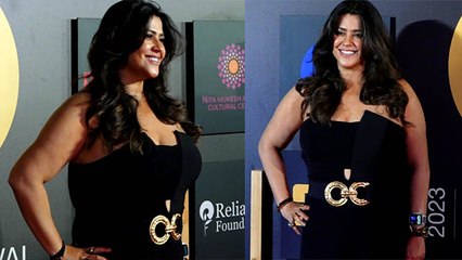 Jio MAMI Film Festival Red Carpet 2023: Ekta Kapoor Off Shoulder Black Gown Look Troll,Weight Gain..