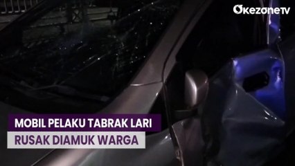 Tabrak Lari Pengendara Motor, Mobil Pelaku Rusak Diamuk Warga