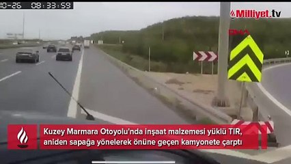 Ümraniye'de TIR'ın kamyonete çarptığı anlar kamerada