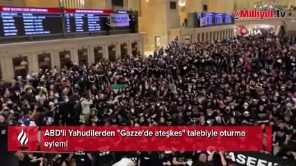ABD'li Yahudilerden oturma eylemi! Gazze'de ateşkes talep ettiler