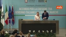 Meloni e Acquaroli firmano accordo per la Coesione tra il Governo e la Regione Marche