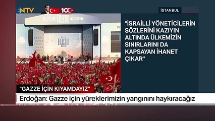 Büyük Filistin Mitingi'nde Cumhurbaşkanı Erdoğan'dan İsrail'e gözdağı: Bir gece ansızın gelebiliriz