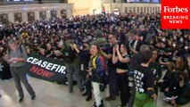 Protesters Occupy NYC's Grand Central Station Demanding Ceasefire In Israel-Hamas War