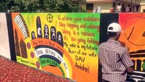 Voting Campaign: Wall painting by student, gave election message