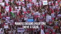 Manifestations pour une trève à Gaza