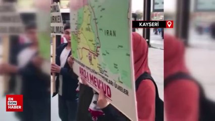 Kayseri'de genç kızlardan Starbucks önünde İsrail protestosu