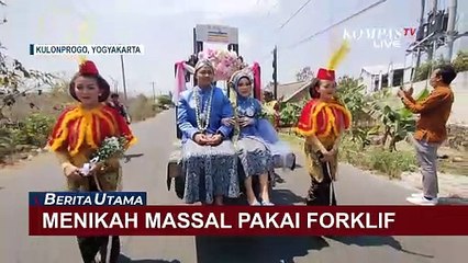 Unik! 7 Pasang Pengantin di Kulonprogo Nikah di Atas Forklift