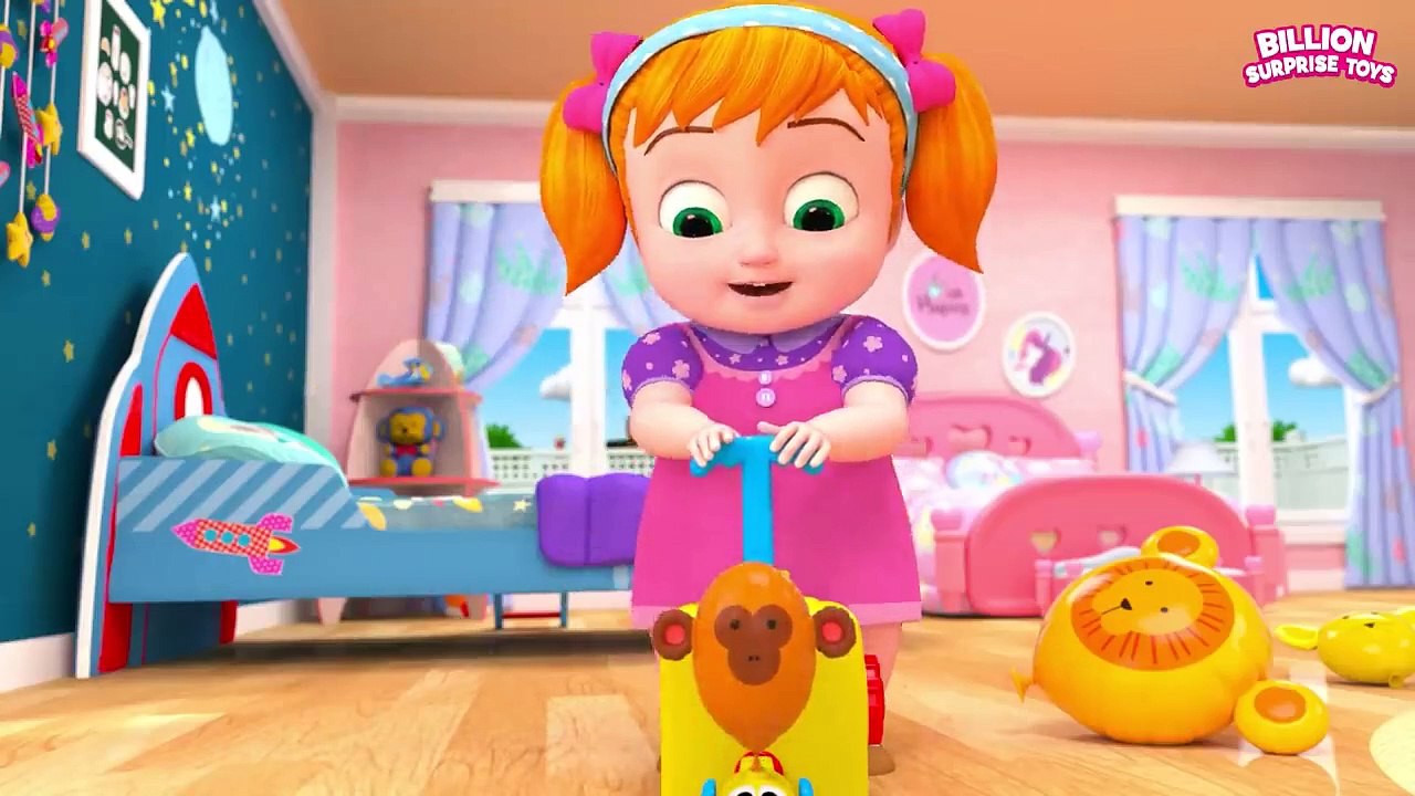 Baby is so excited to play with balloons. Dolly and Puppy are here too!