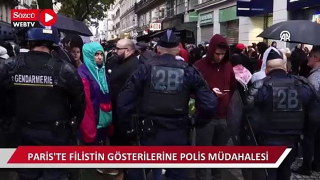 Paris'te Filistin'e destek gösterisine polis müdahalesi