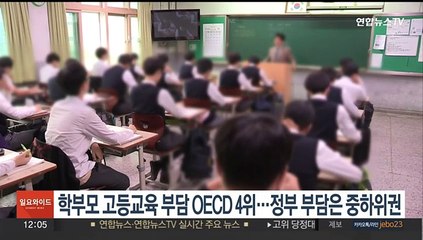 학부모 고등교육 부담 OECD 4위…정부 부담은 중하위권