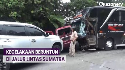 Rem Blong, Bus Pariwisata Hantam 6 Kendaraan di Jalan Raya Lintas Sumatra