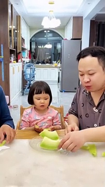 Baby Eating Cantaloupe With His Father And Grand Father | Babies Eating Moments | Babies Funny video #baby #babies #beautiful #cutebabies #fun #love #cute
