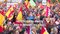 Cem mil em Madrid contra amnistia para separatistas catalães